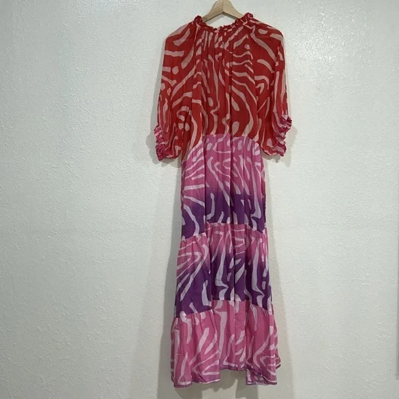 OLIPHAN WOMENS MAXI DRESS ZEBRA PRINT MULTICOLOR Sz XL - Picture 2 of 11